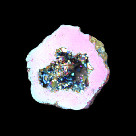 Electric Pink Agate electroplated geode 30mm 8-9g in sunlight - Rocks and Things Store