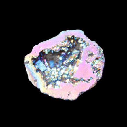 Electric Pink Agate electroplated geode 30mm 8-9g in sunlight - Rocks and Things Store