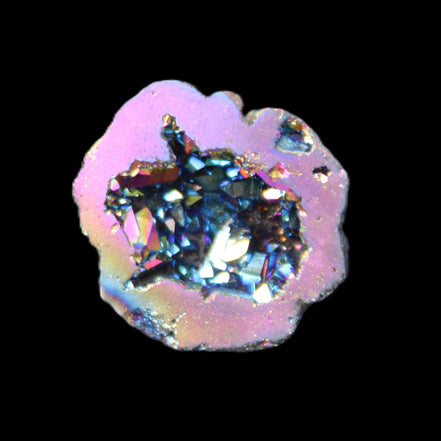 Electric Pink Agate electroplated geode 30mm 8-9g in sunlight - Rocks and Things Store
