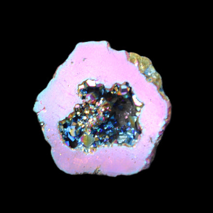 Electric Pink Agate electroplated geode 30mm 8-9g in sunlight - Rocks and Things Store
