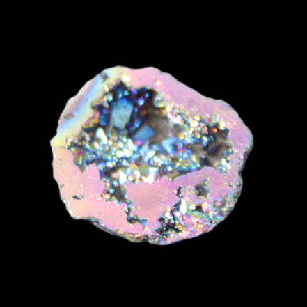 Electric Pink Agate electroplated geode 30mm 8-9g in sunlight - Rocks and Things Store