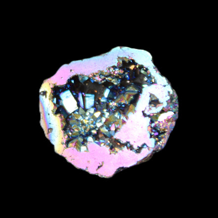 Electric Pink Agate electroplated geode 30mm 8-9g in sunlight - Rocks and Things Store
