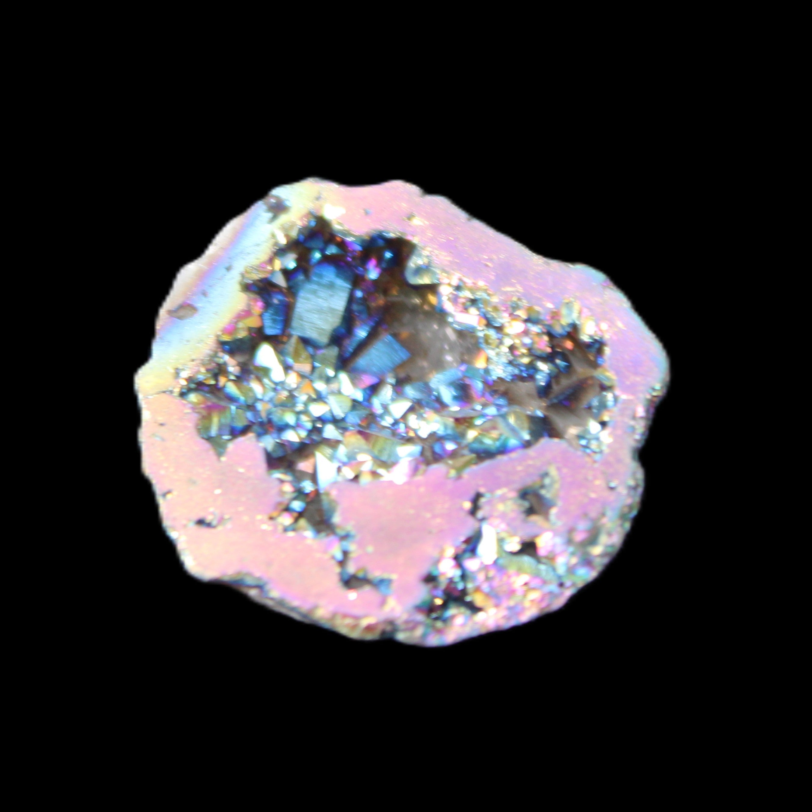 Electric Pink Agate electroplated geode 30mm 8-9g in sunlight - Rocks and Things Store