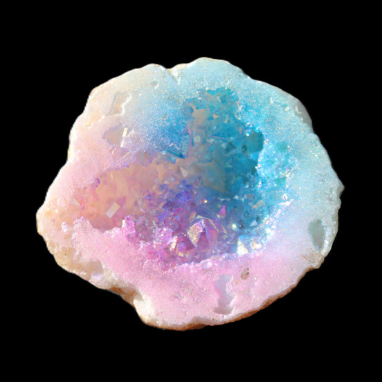 Aura electroplated geode 46mm 33/37g in sunlight - Rocks and Things Store