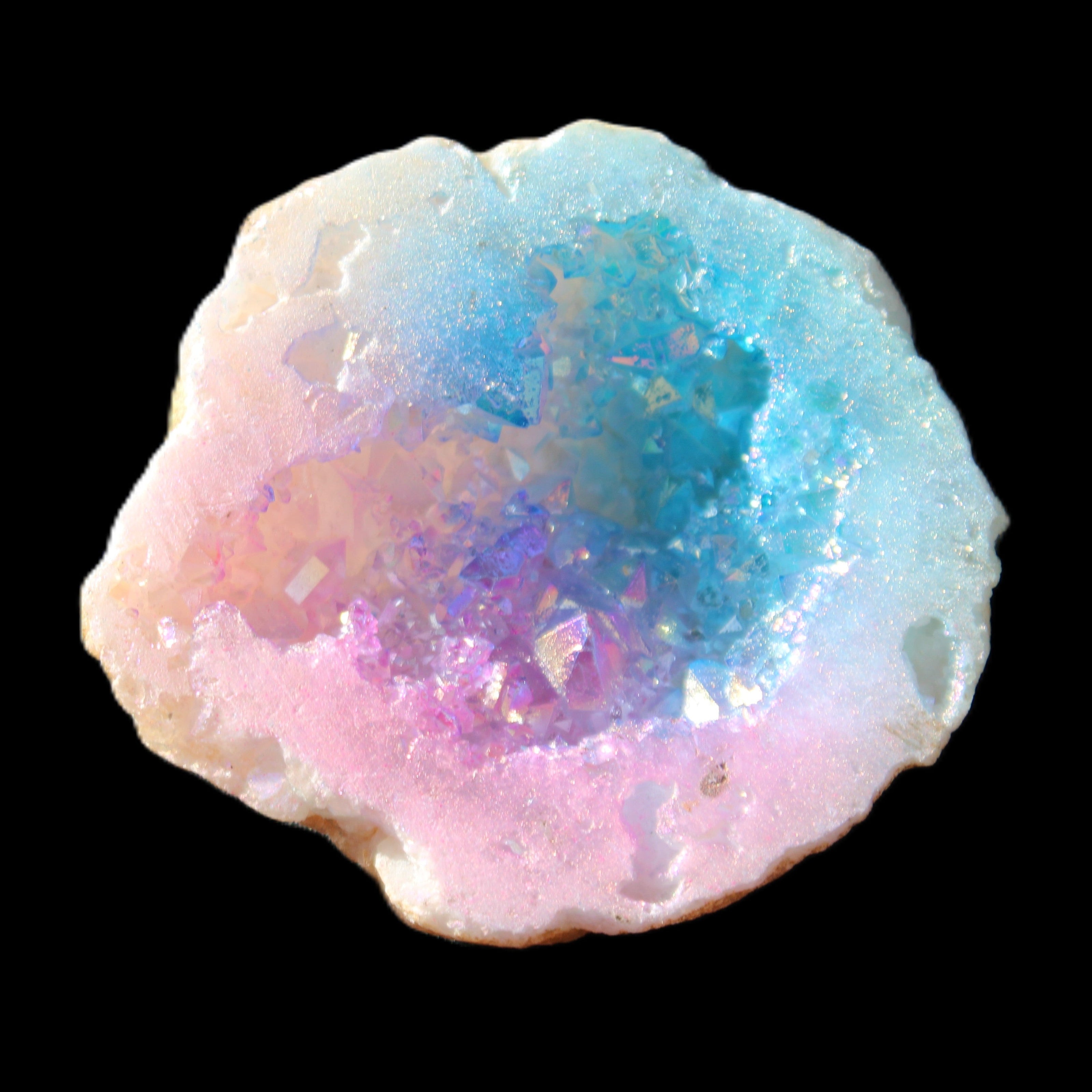 Aura electroplated geode 46mm 33/37g in sunlight - Rocks and Things Store