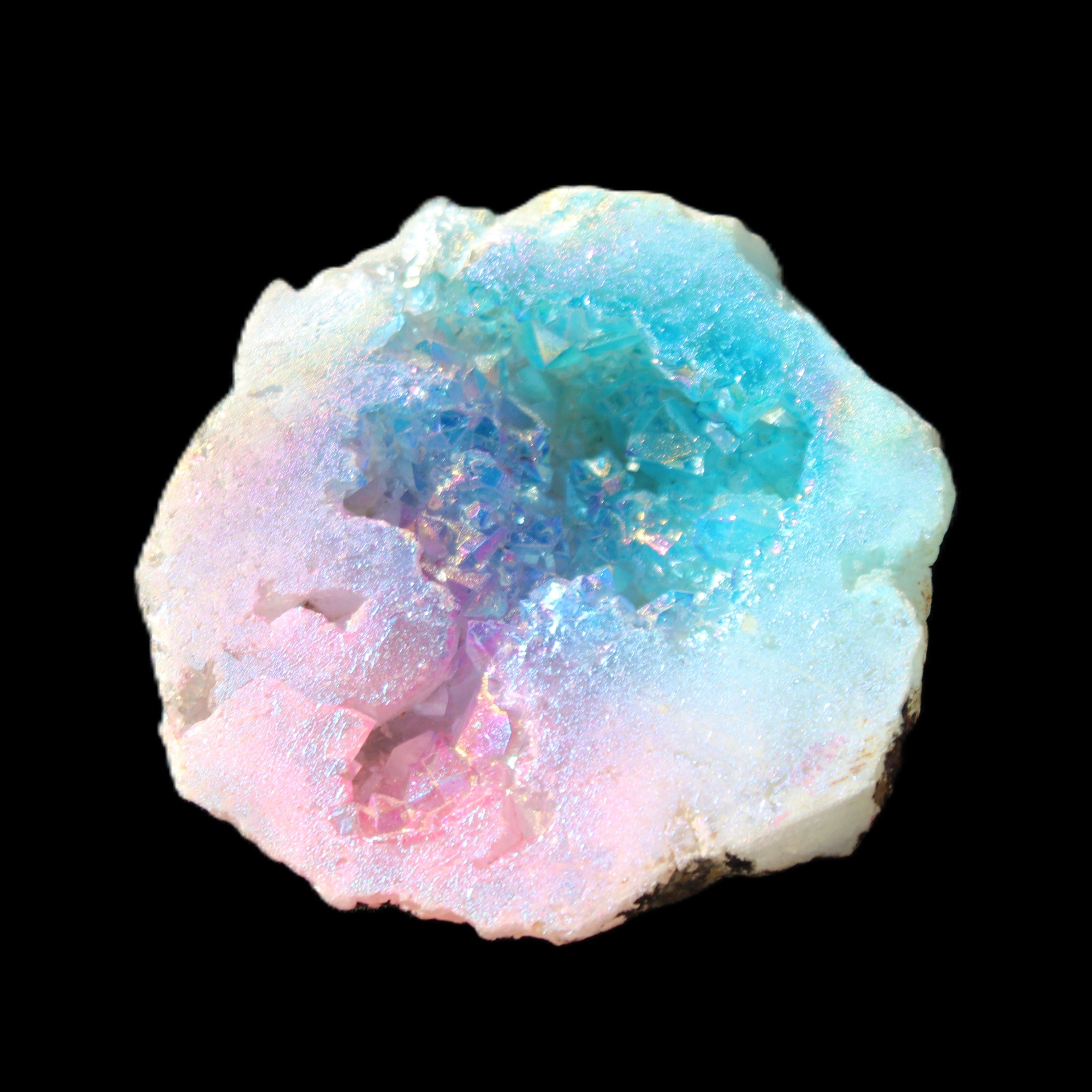 Aura electroplated geode 46mm 33/37g in sunlight - Rocks and Things Store