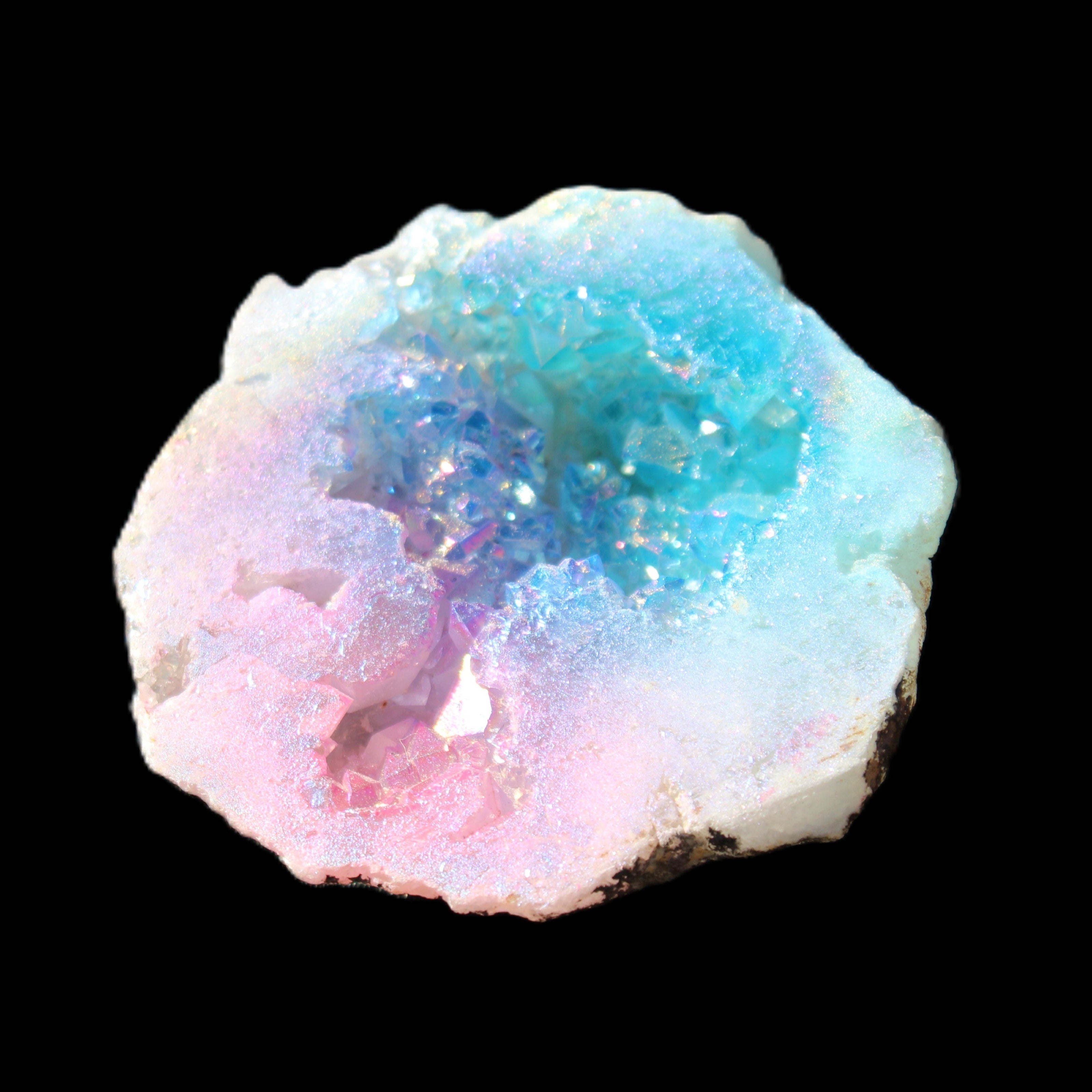 Aura electroplated geode 46mm 33/37g in sunlight - Rocks and Things Store