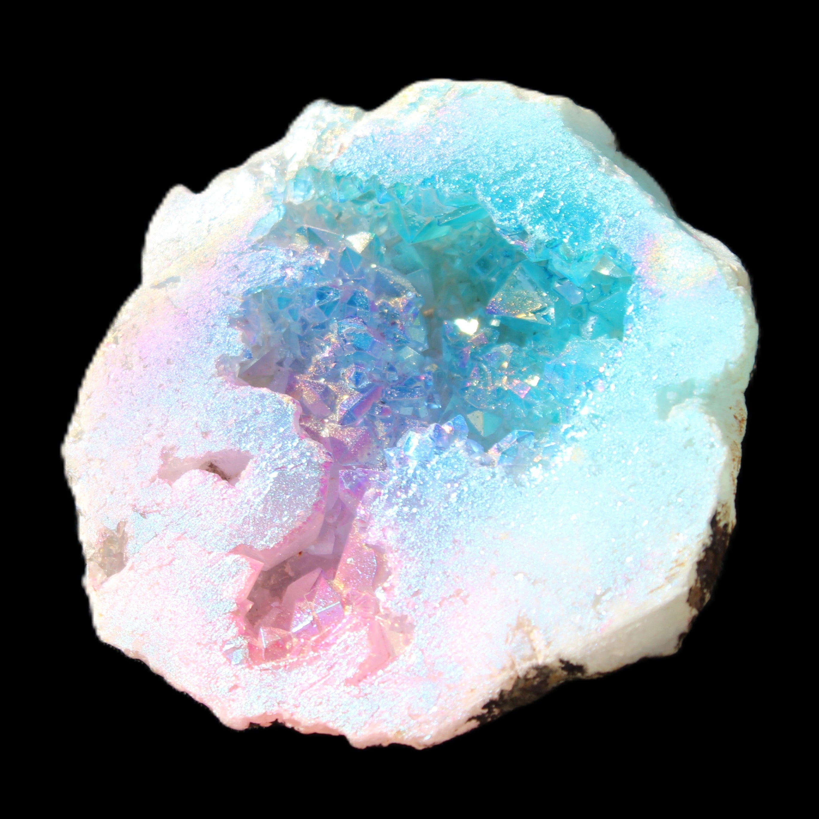 Aura electroplated geode 46mm 33/37g in sunlight - Rocks and Things Store