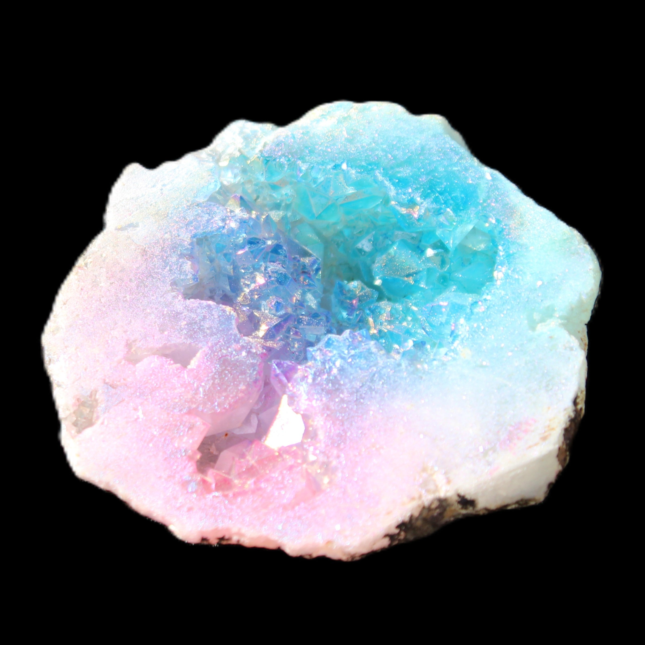 Aura electroplated geode 46mm 33/37g in sunlight - Rocks and Things Store
