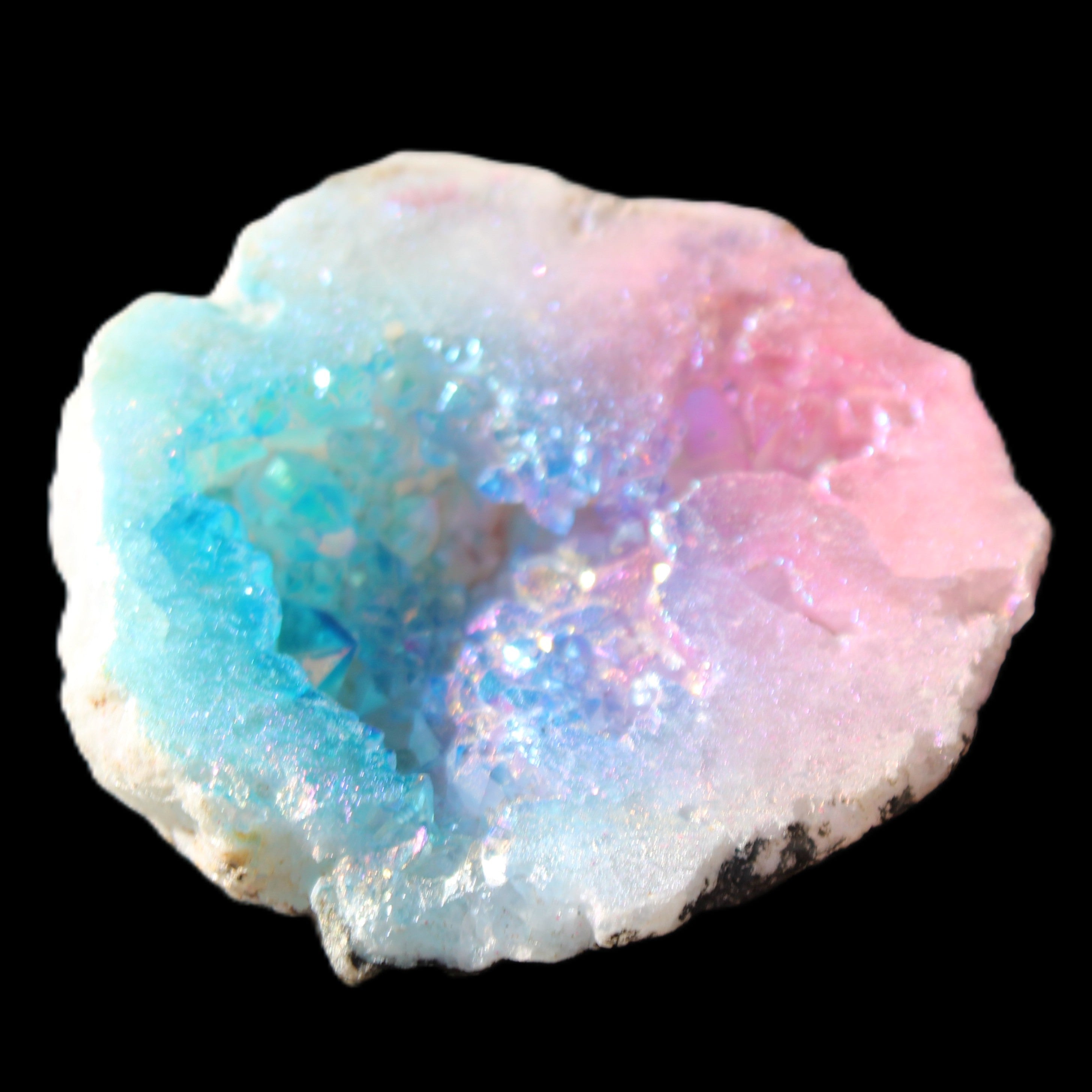 Aura electroplated geode 46mm 33/37g in sunlight - Rocks and Things Store
