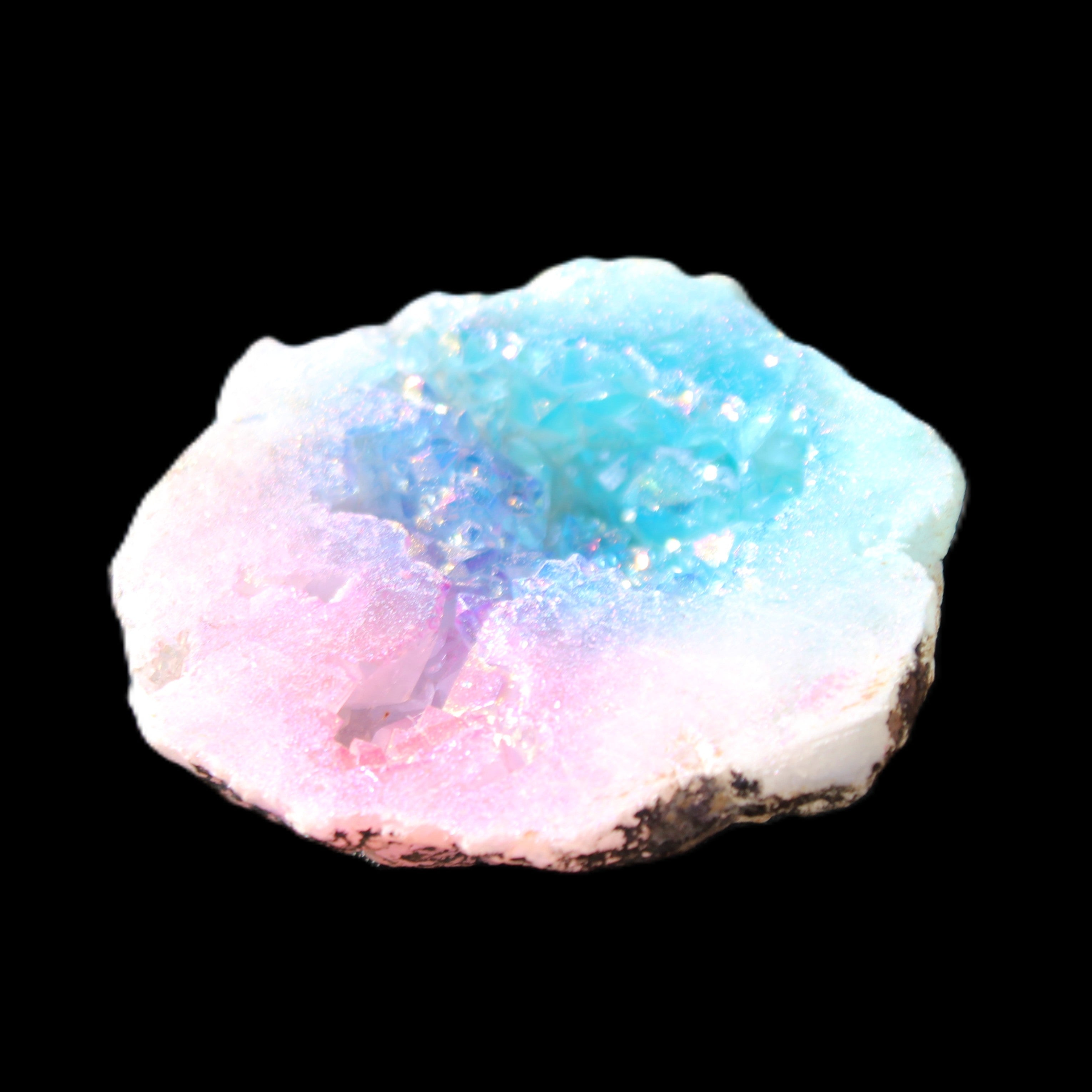 Aura electroplated geode 46mm 33/37g in sunlight - Rocks and Things Store