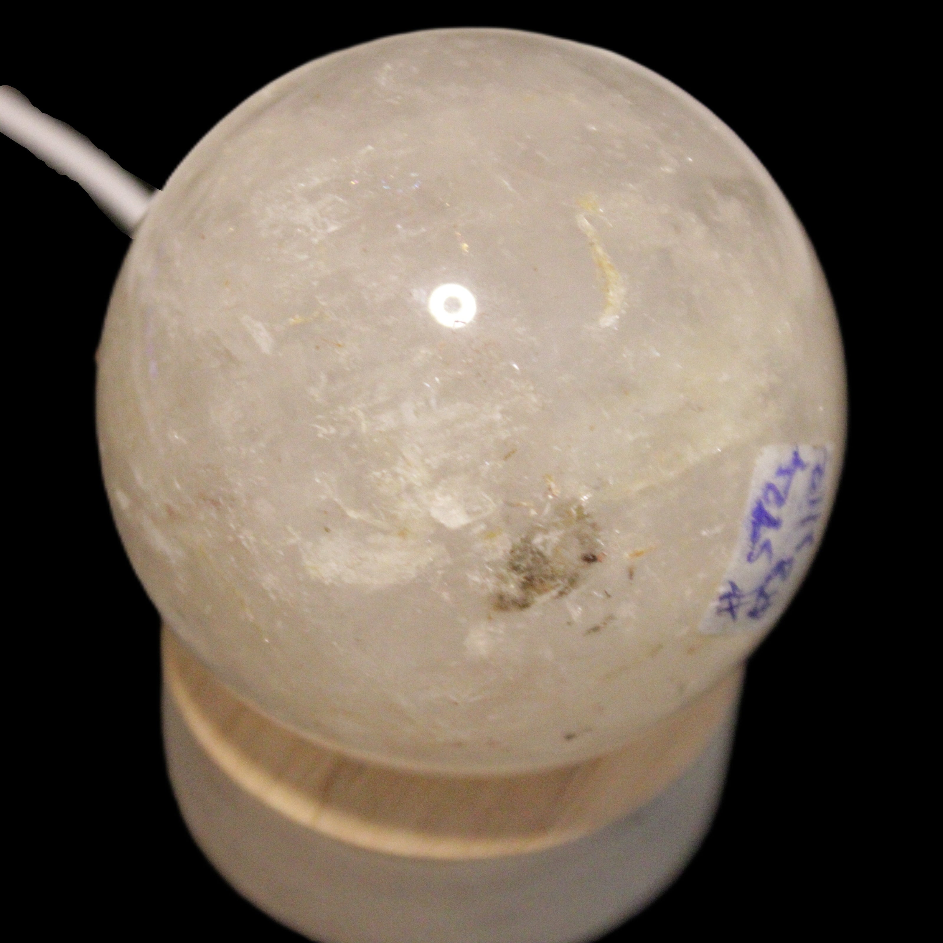 Round wooden 6 LED light base warm white 60mm USB with switch 56g in sunlight - Rocks and Things Store