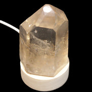 Round wooden 6 LED light base warm white 60mm USB with switch 56g in sunlight - Rocks and Things Store