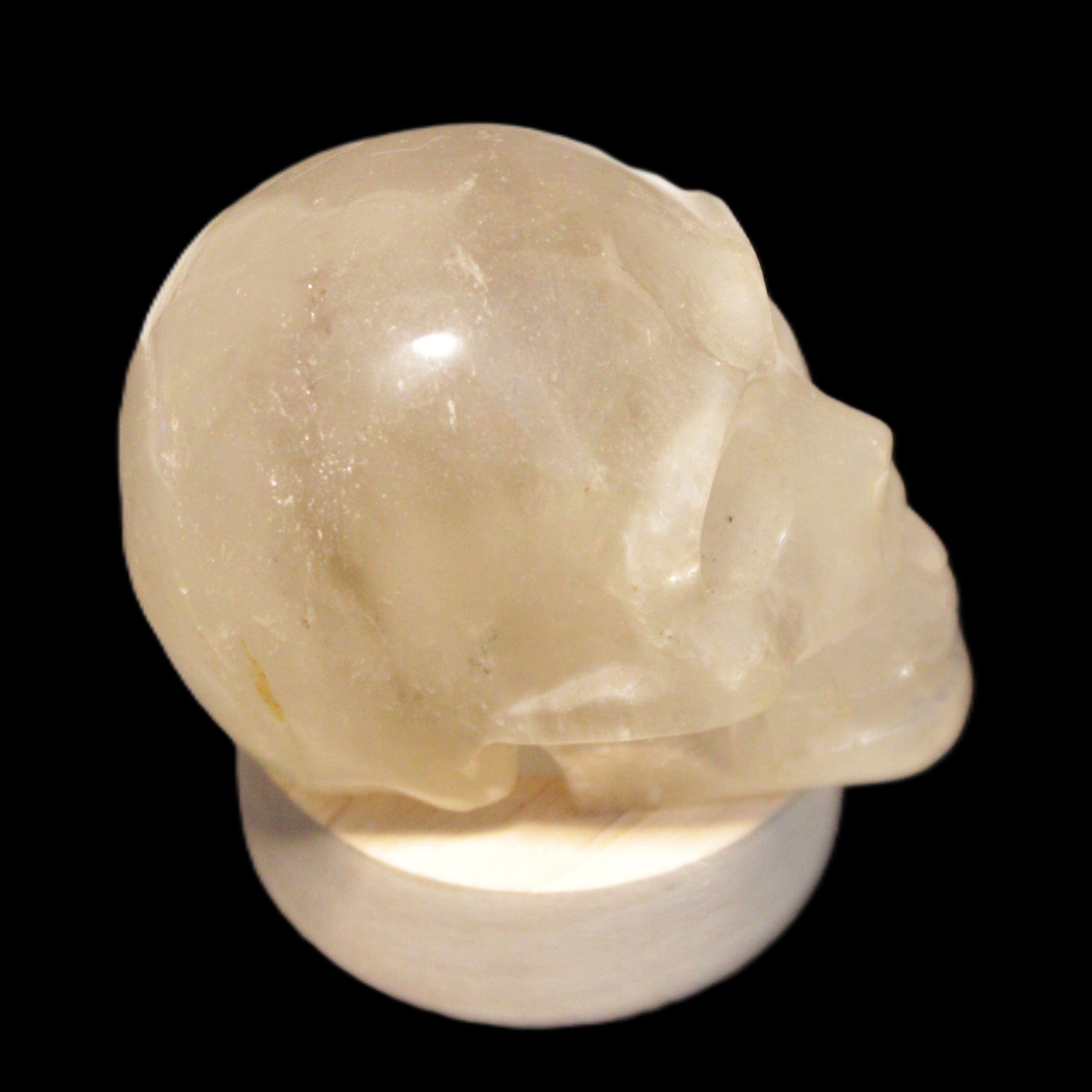 Round wooden 6 LED light base warm white 60mm USB with switch 56g in sunlight - Rocks and Things Store