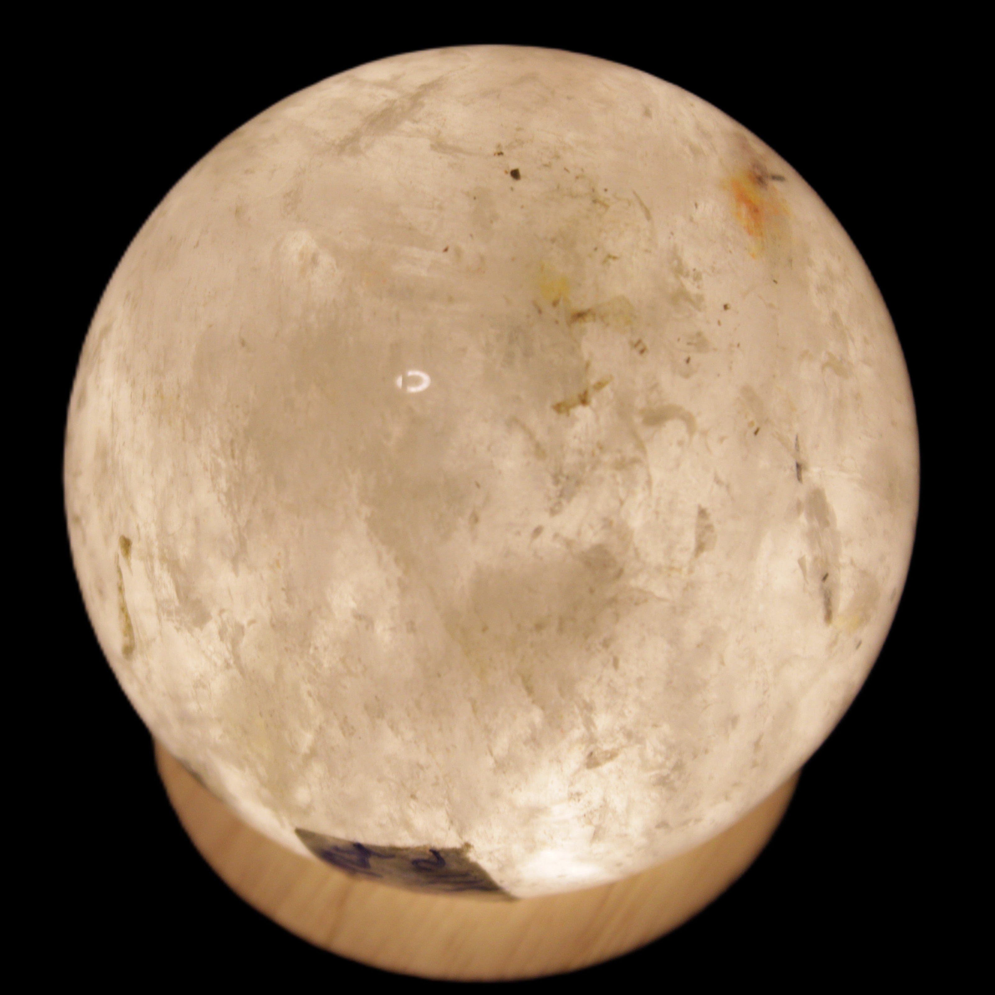 Round wooden 6 LED light base warm white 60mm USB with switch 56g in sunlight - Rocks and Things Store