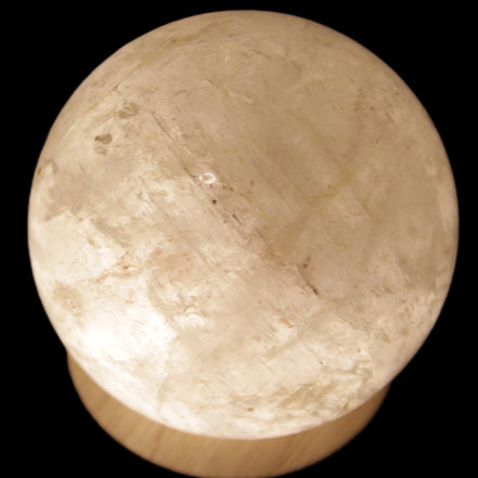Round wooden 6 LED light base warm white 60mm USB with switch 56g in sunlight - Rocks and Things Store