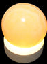 Round wooden 6 LED light base warm white 60mm USB with switch 56g in sunlight - Rocks and Things Store