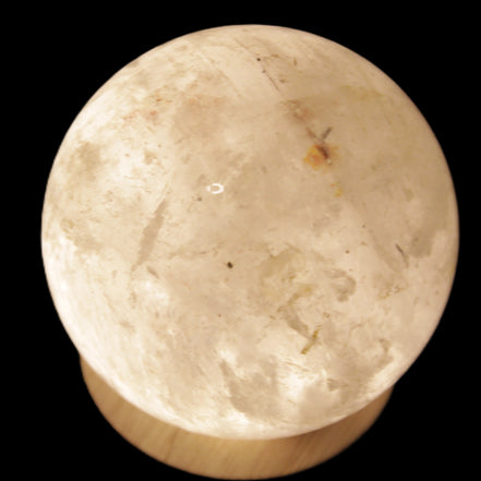 Round wooden 6 LED light base warm white 60mm USB with switch 56g in sunlight - Rocks and Things Store
