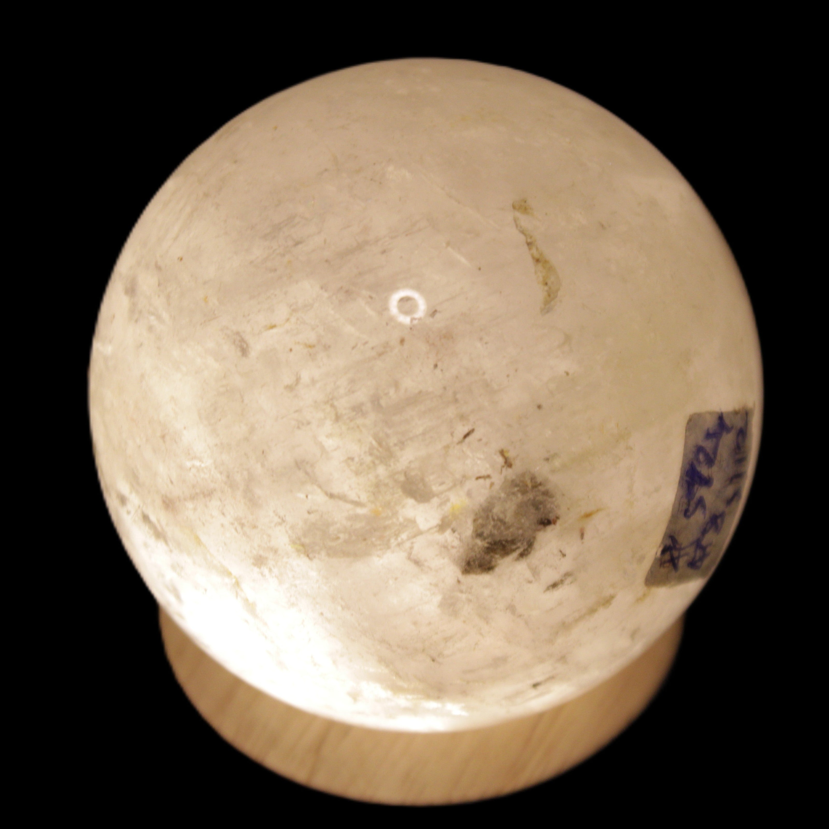 Round wooden 6 LED light base warm white 60mm USB with switch 56g in sunlight - Rocks and Things Store