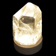 Round wooden 6 LED light base warm white 60mm USB with switch 56g in sunlight - Rocks and Things Store