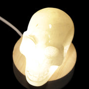 Round wooden 6 LED light base warm white 60mm USB with switch 56g in sunlight - Rocks and Things Store