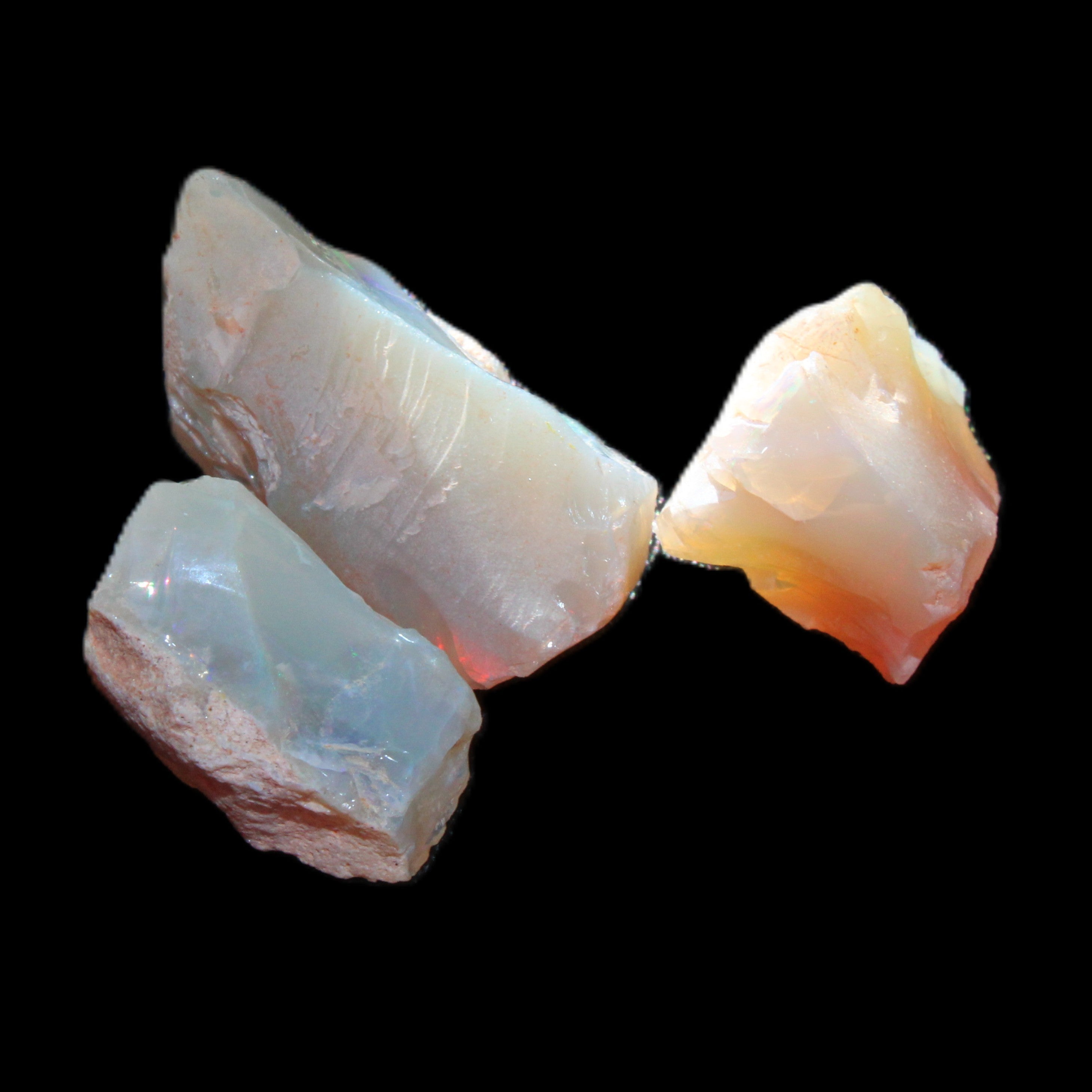Natural Australian opal 3 stones 20/13/13mm 25ct 5g in sunlight - Rocks and Things Store