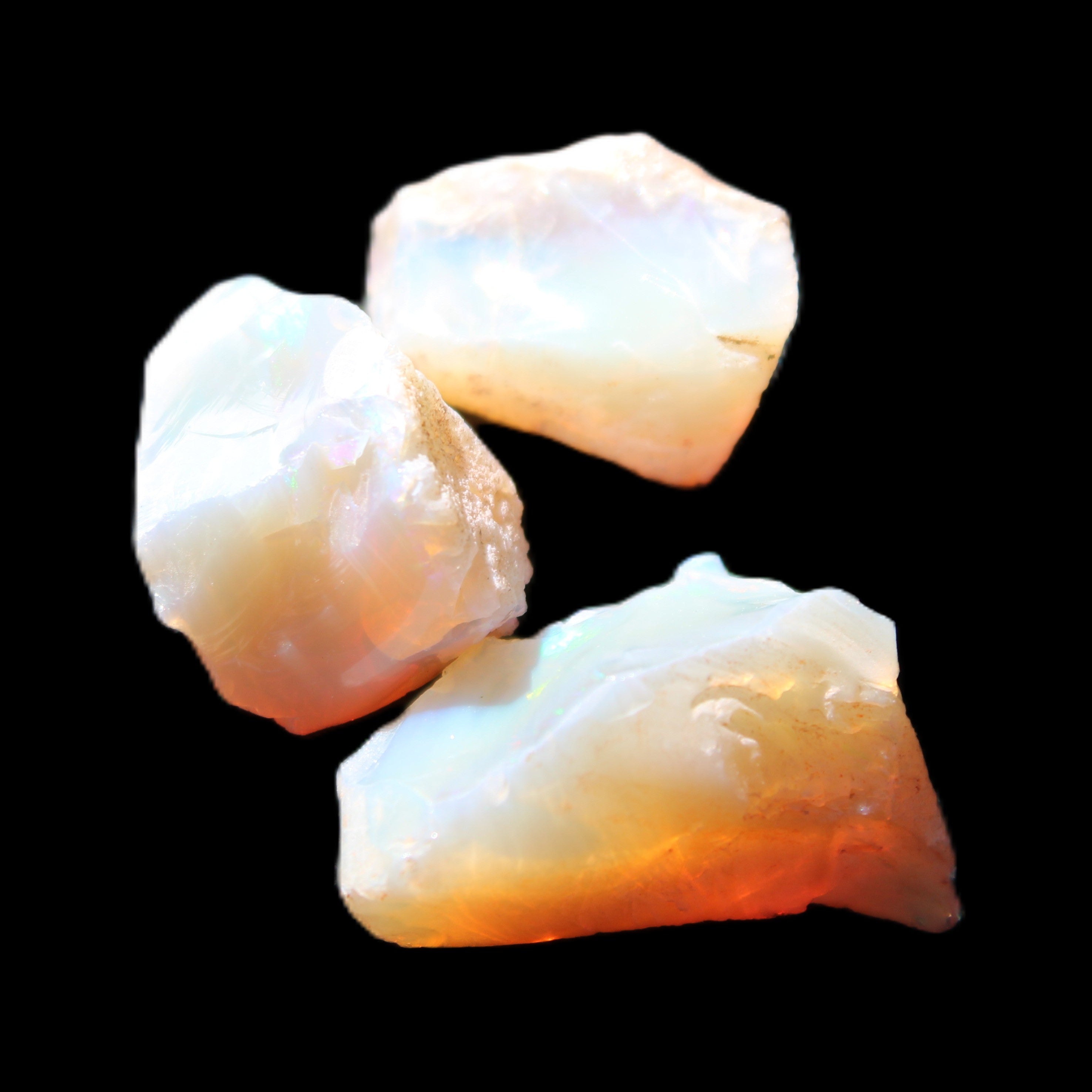 Natural Australian opal 3 stones 20/13/13mm 25ct 5g in sunlight - Rocks and Things Store