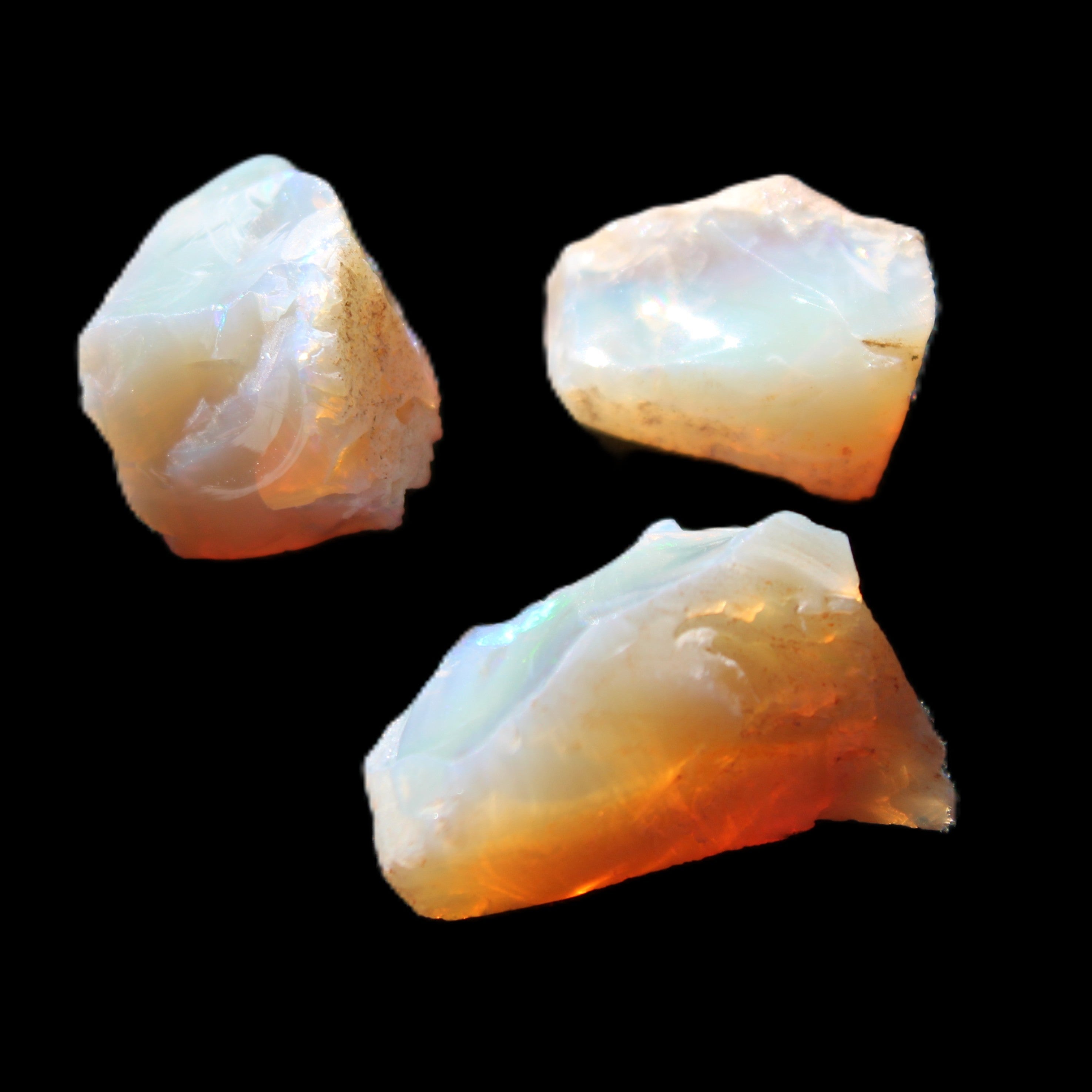 Natural Australian opal 3 stones 20/13/13mm 25ct 5g in sunlight - Rocks and Things Store