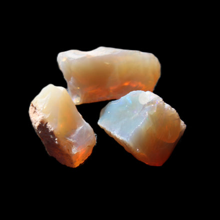 Natural Australian opal 3 stones 20/13/13mm 25ct 5g in sunlight - Rocks and Things Store