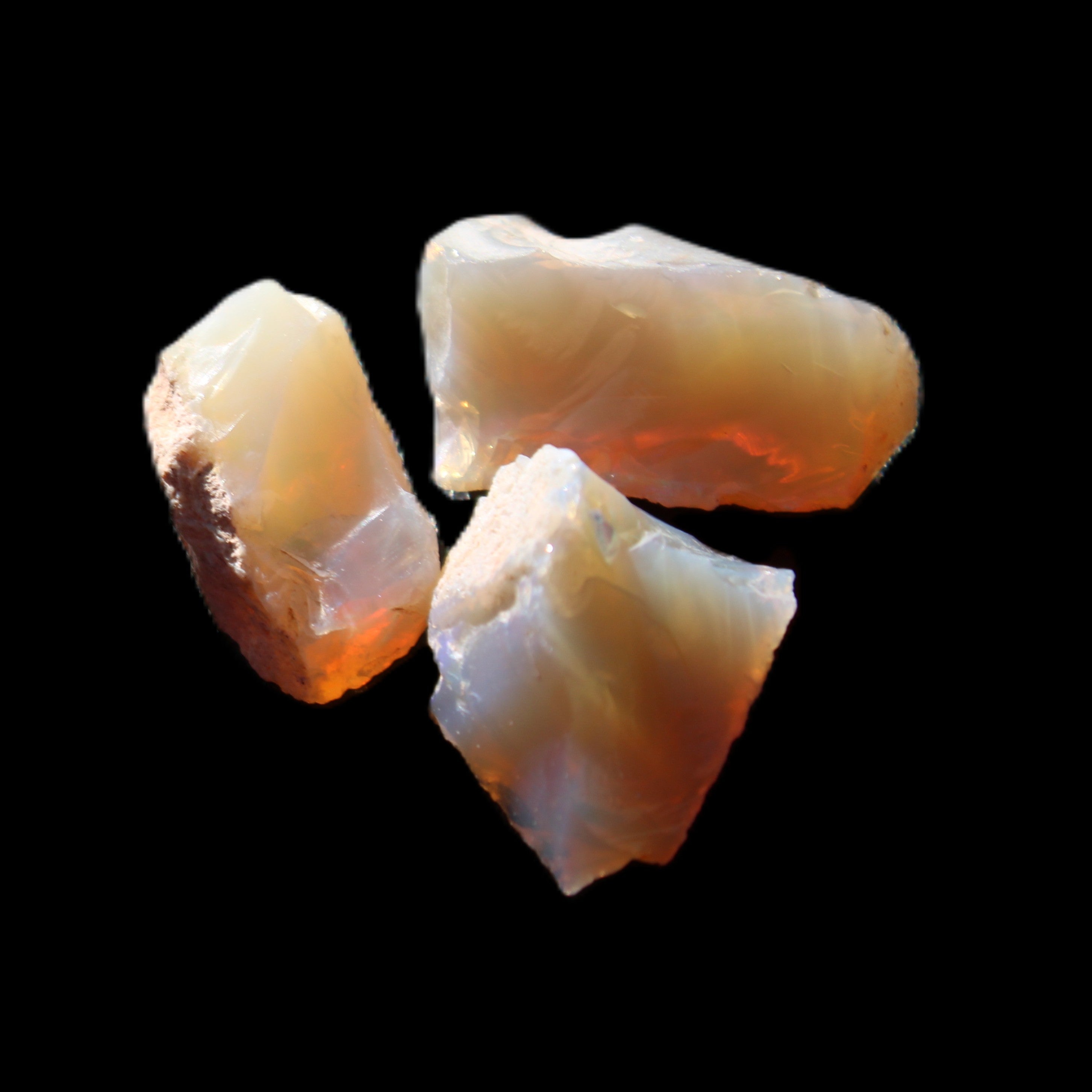 Natural Australian opal 3 stones 20/13/13mm 25ct 5g in sunlight - Rocks and Things Store