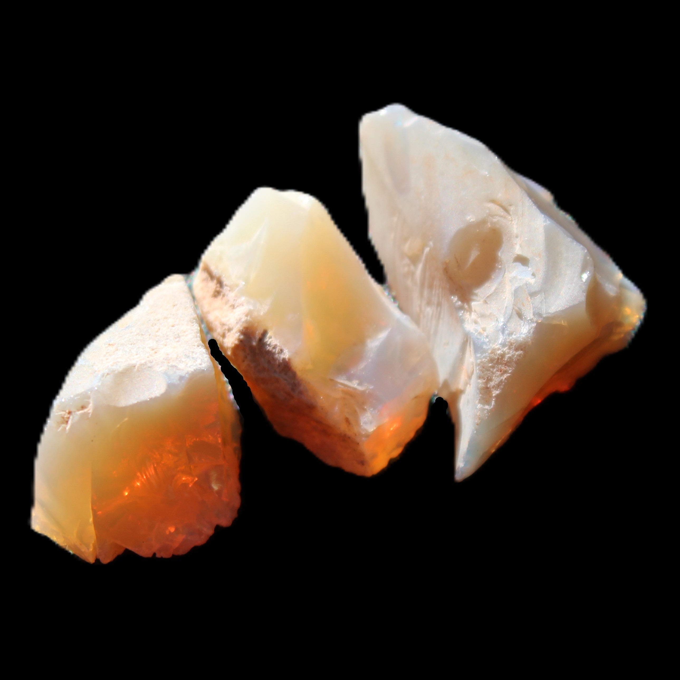 Natural Australian opal 3 stones 20/13/13mm 25ct 5g in sunlight - Rocks and Things Store