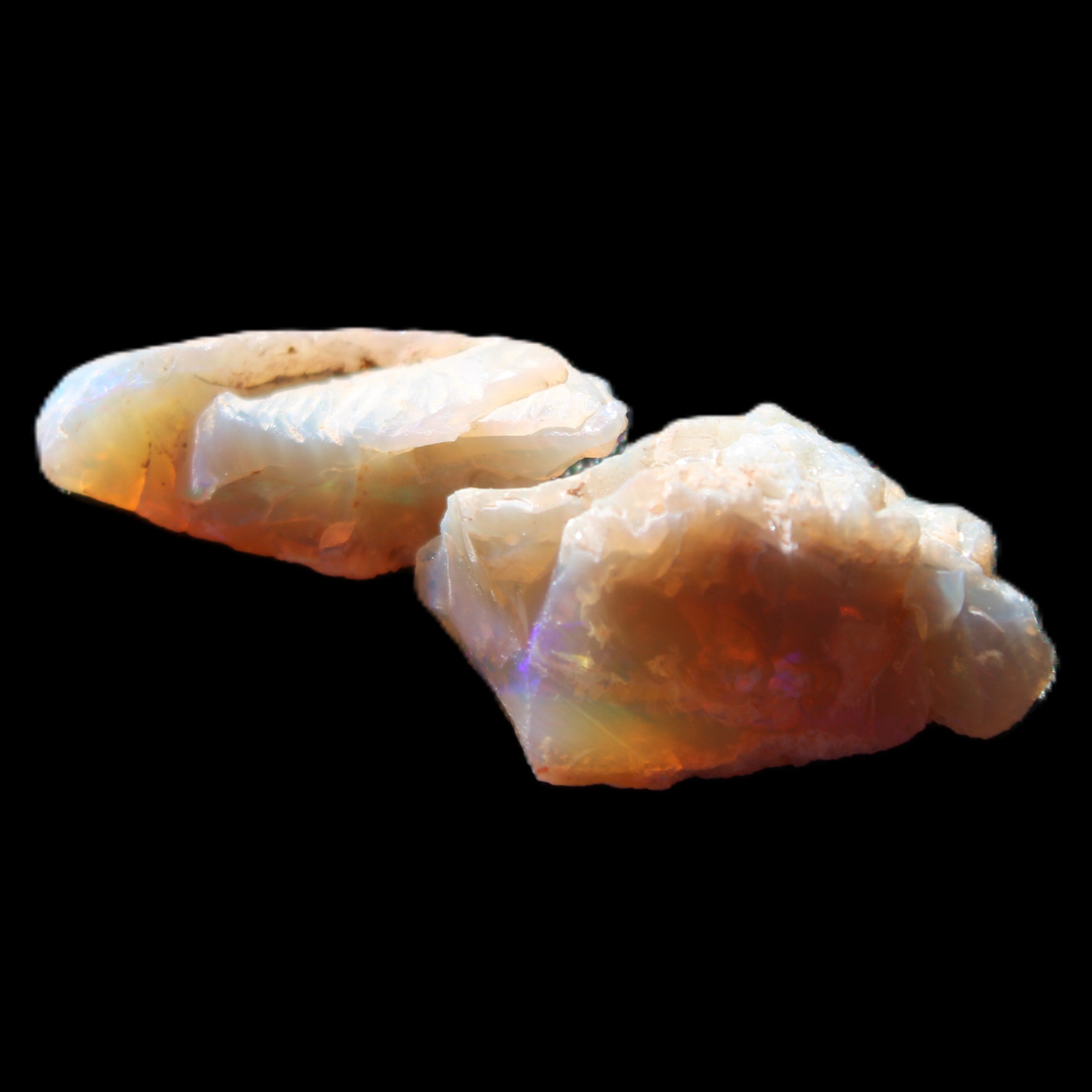 Natural Australian opal 2 stones 21/20mm 15.5ct 3.1g in sunlight - Rocks and Things Store