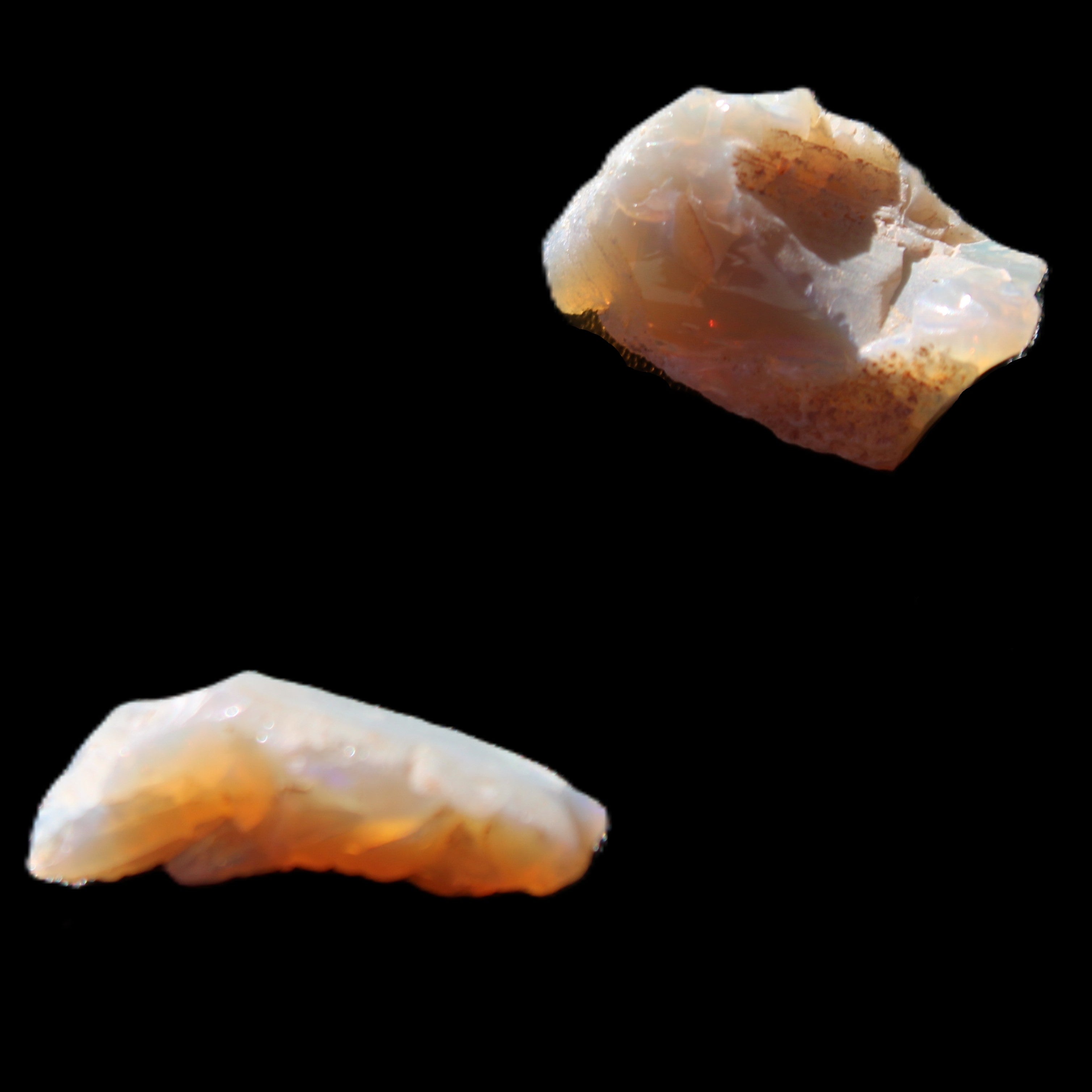 Natural Australian opal 2 stones 21/20mm 15.5ct 3.1g in sunlight - Rocks and Things Store
