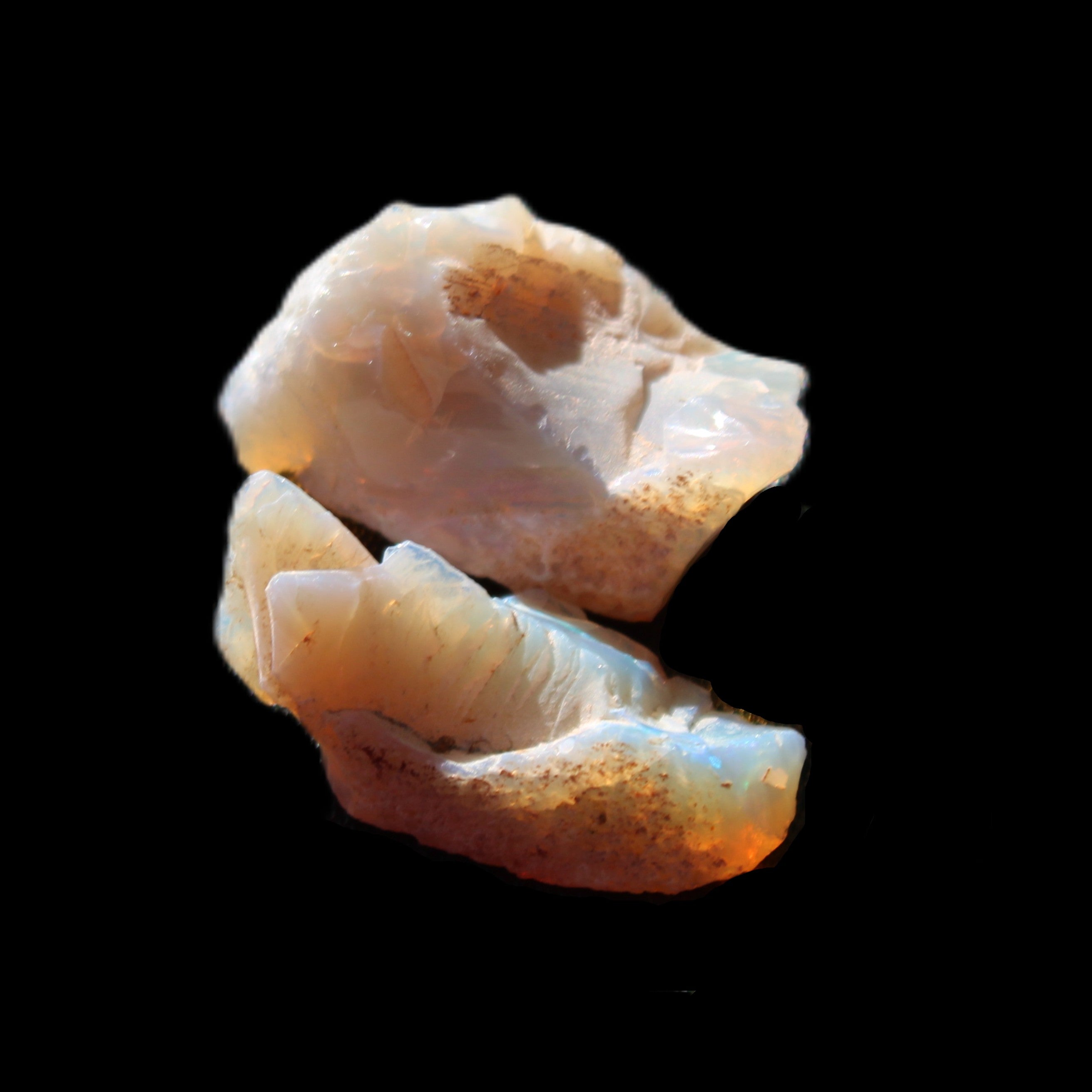 Natural Australian opal 2 stones 21/20mm 15.5ct 3.1g in sunlight - Rocks and Things Store