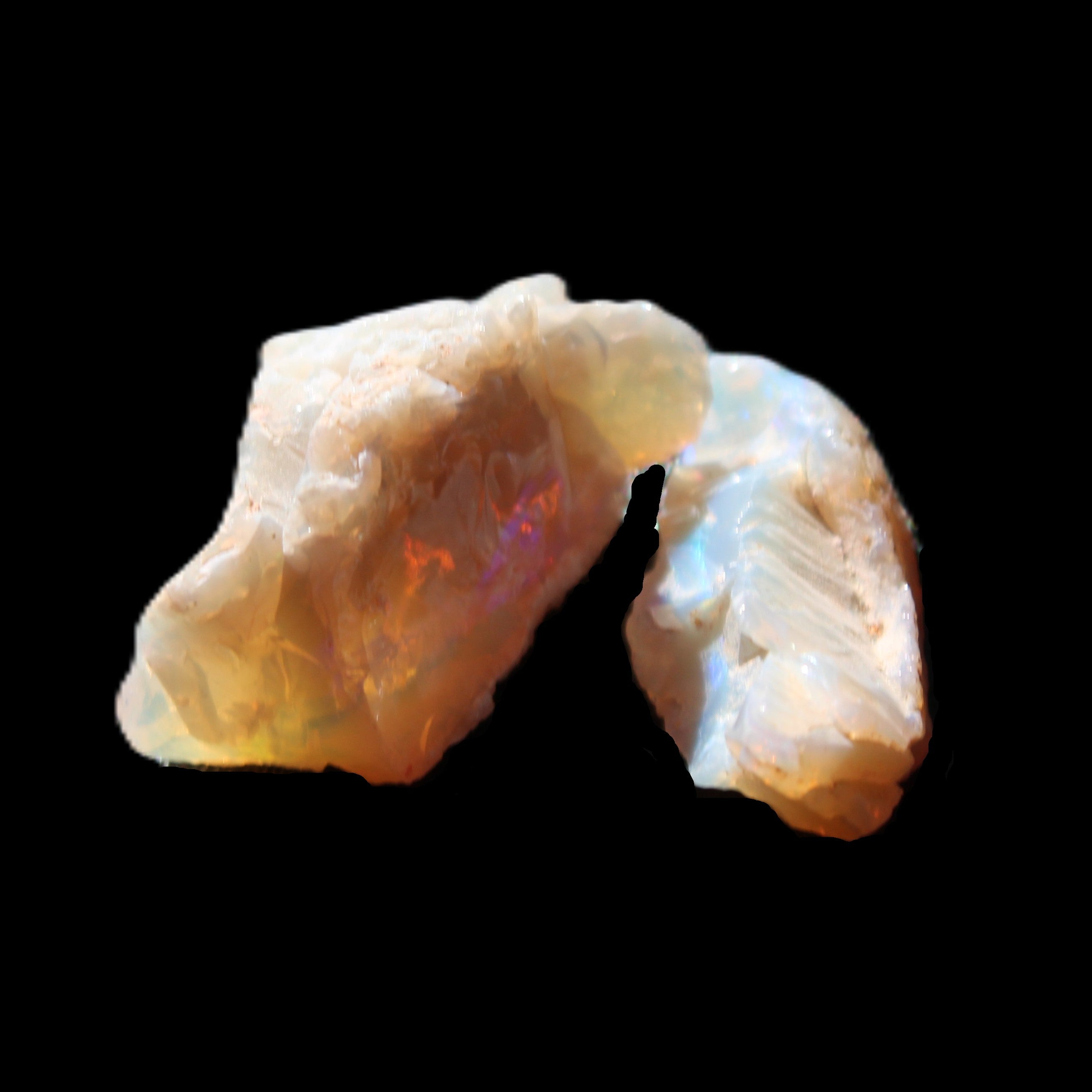Natural Australian opal 2 stones 21/20mm 15.5ct 3.1g in sunlight - Rocks and Things Store
