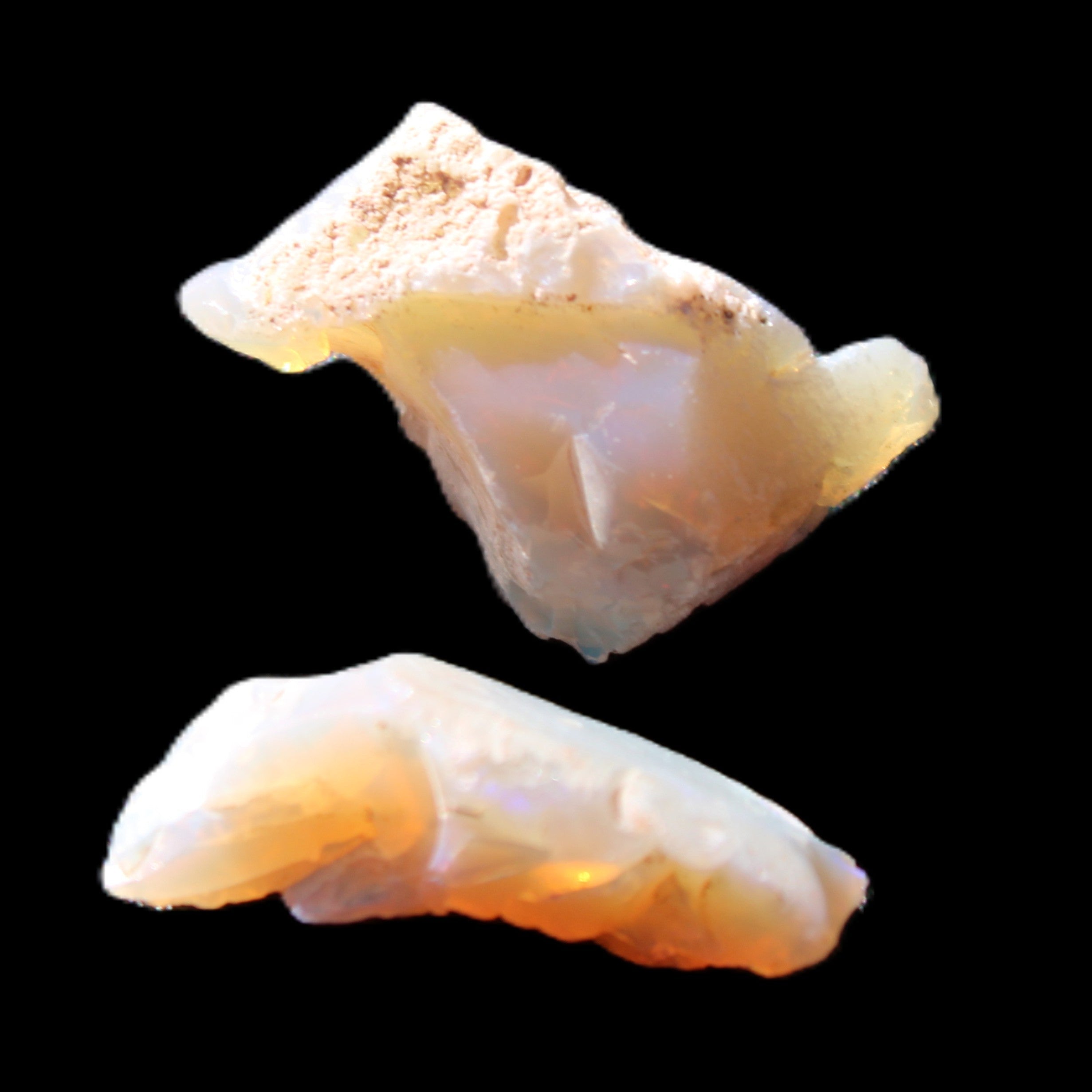 Natural Australian opal 2 stones 21/20mm 15.5ct 3.1g in sunlight - Rocks and Things Store