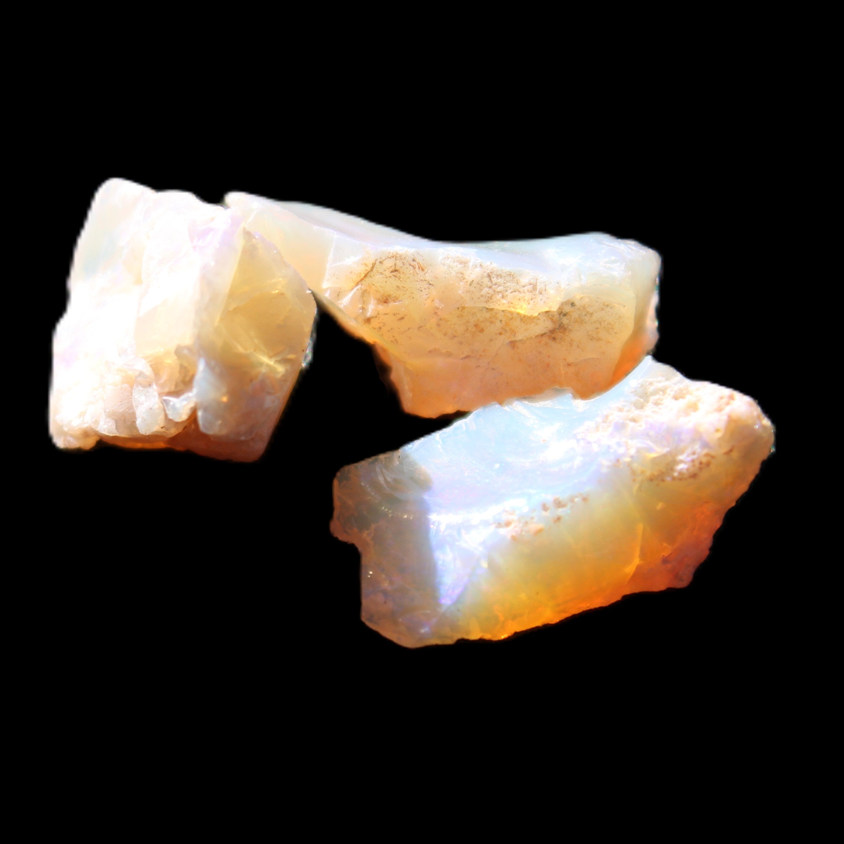 Natural Australian opal 3 stones 11-16mm 2.9-3.2g in sunlight - Rocks and Things Store
