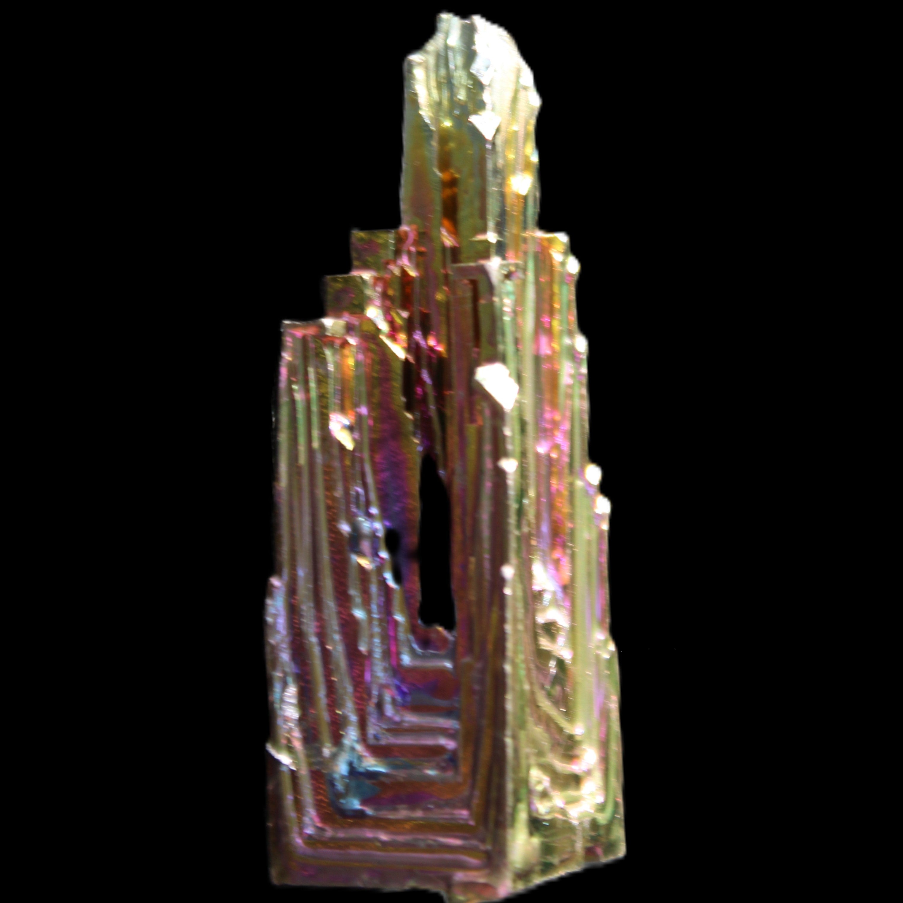 Bismuth crystal 45mm 28.6g in sunlight - Rocks and Things Store