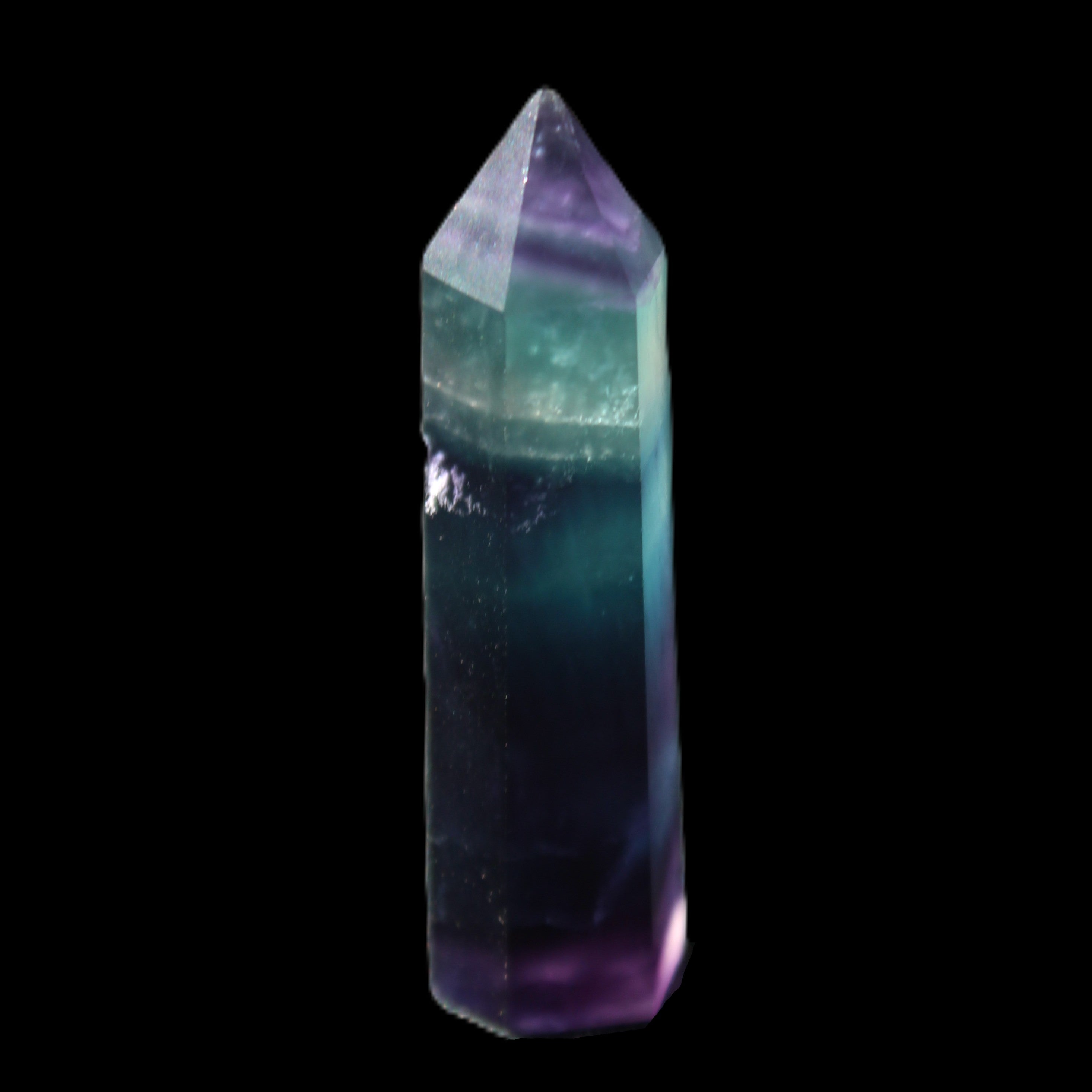 Rainbow Fluorite wand 50mm 17.6g in sunlight - Rocks and Things Store