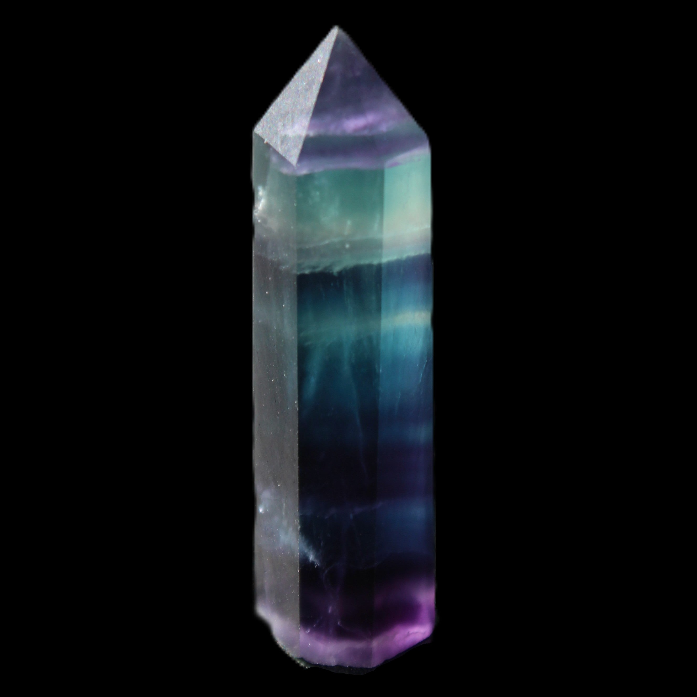 Rainbow Fluorite wand 50mm 17.6g in sunlight - Rocks and Things Store