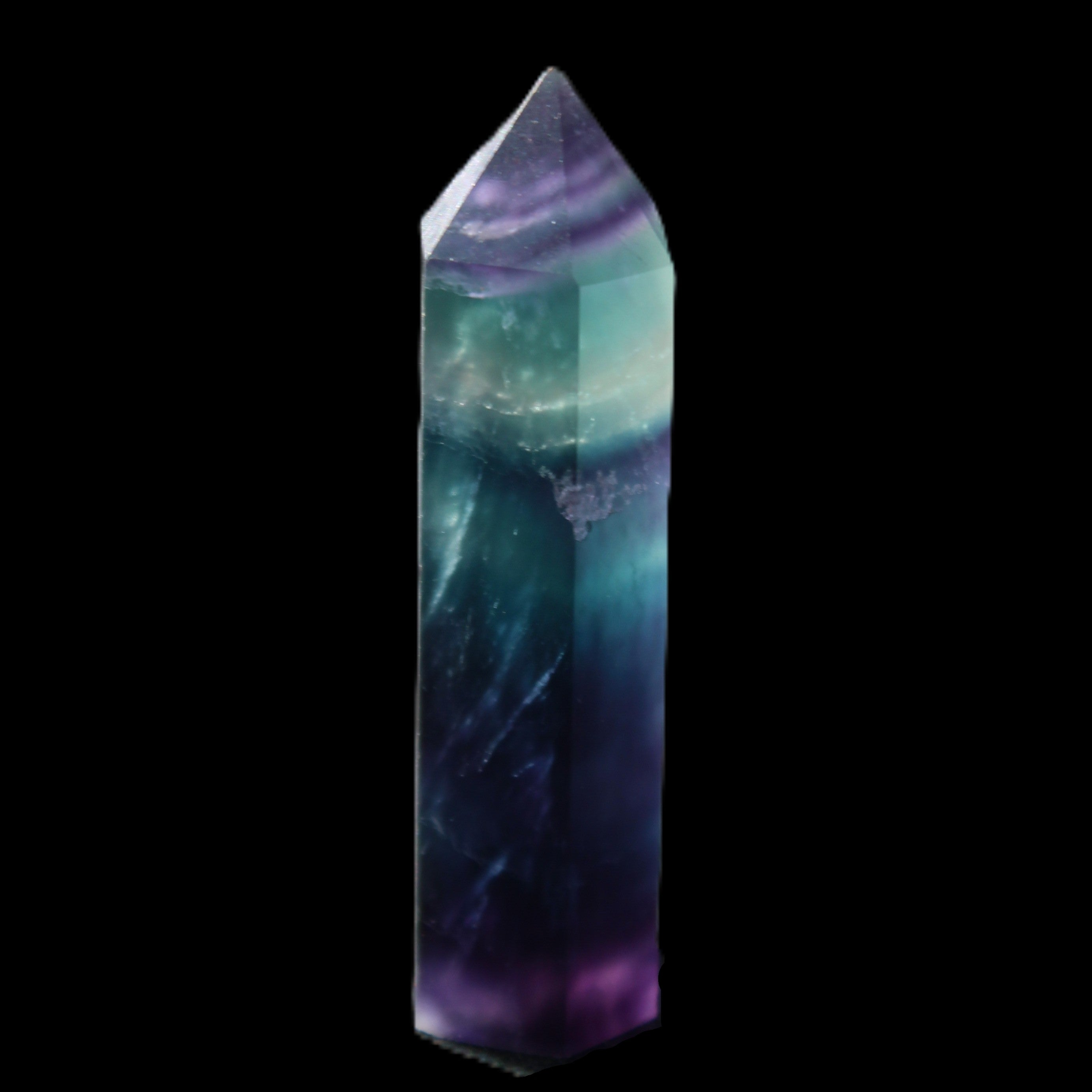 Rainbow Fluorite wand 50mm 17.6g in sunlight - Rocks and Things Store