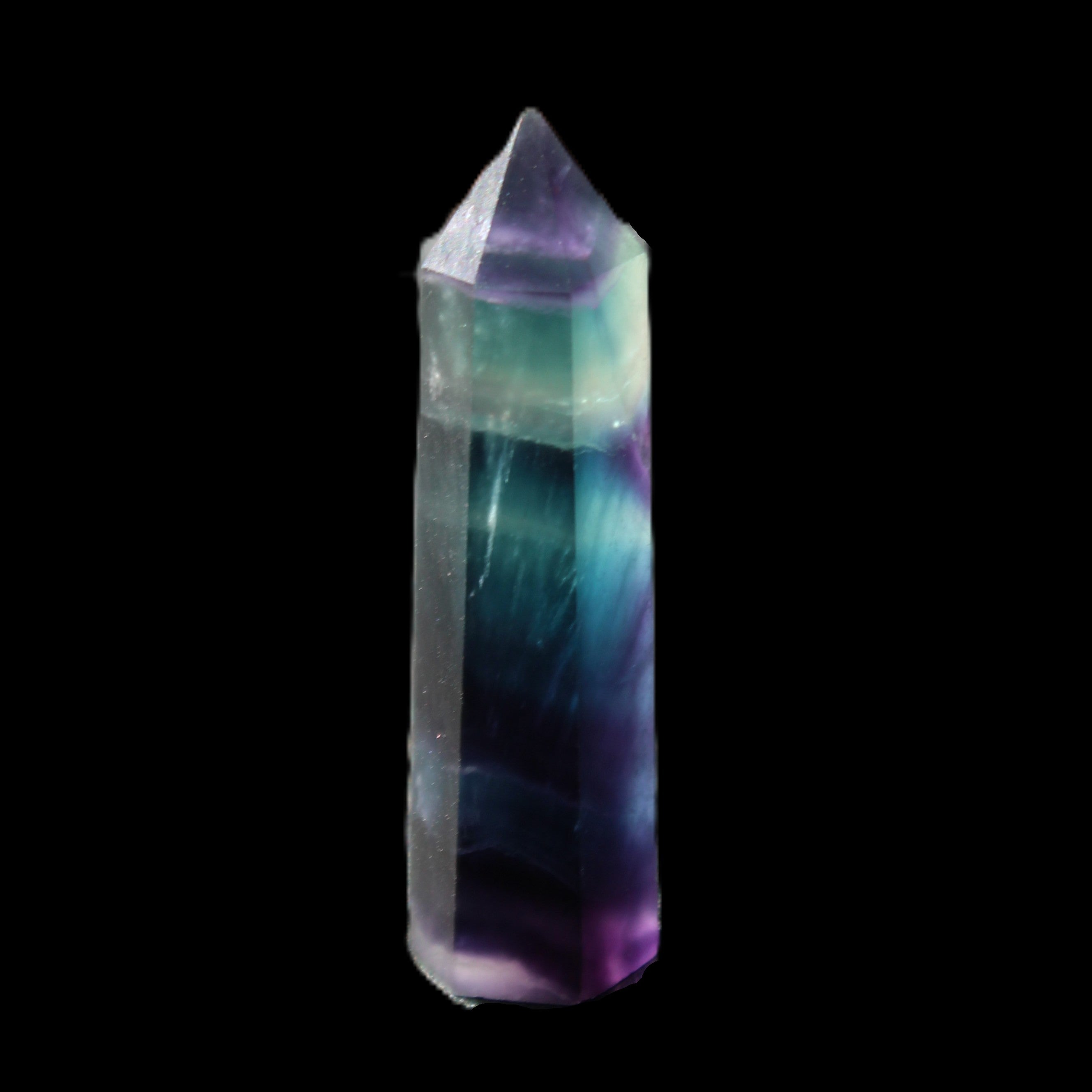 Rainbow Fluorite wand 50mm 17.6g in sunlight - Rocks and Things Store
