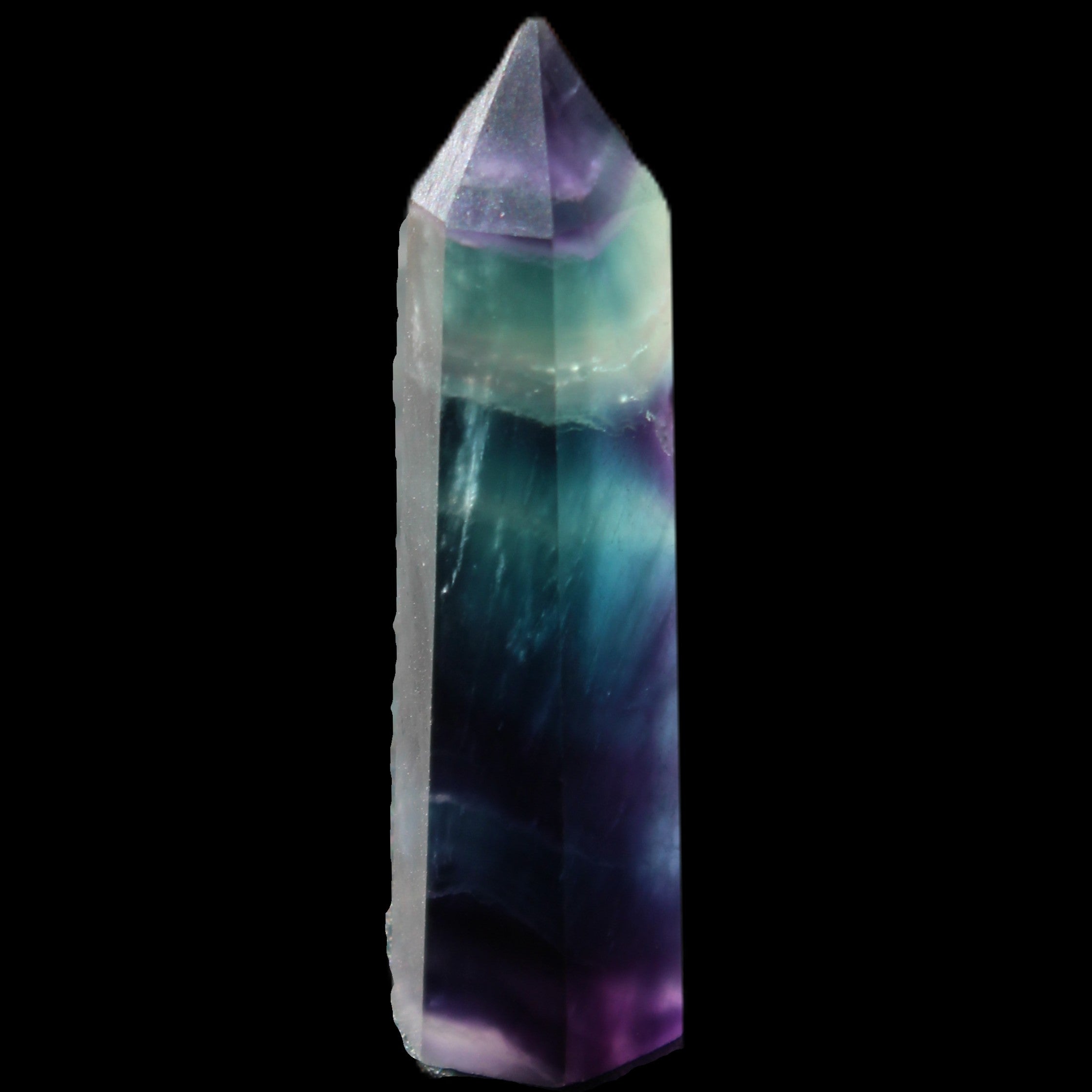 Rainbow Fluorite wand 50mm 17.6g in sunlight - Rocks and Things Store