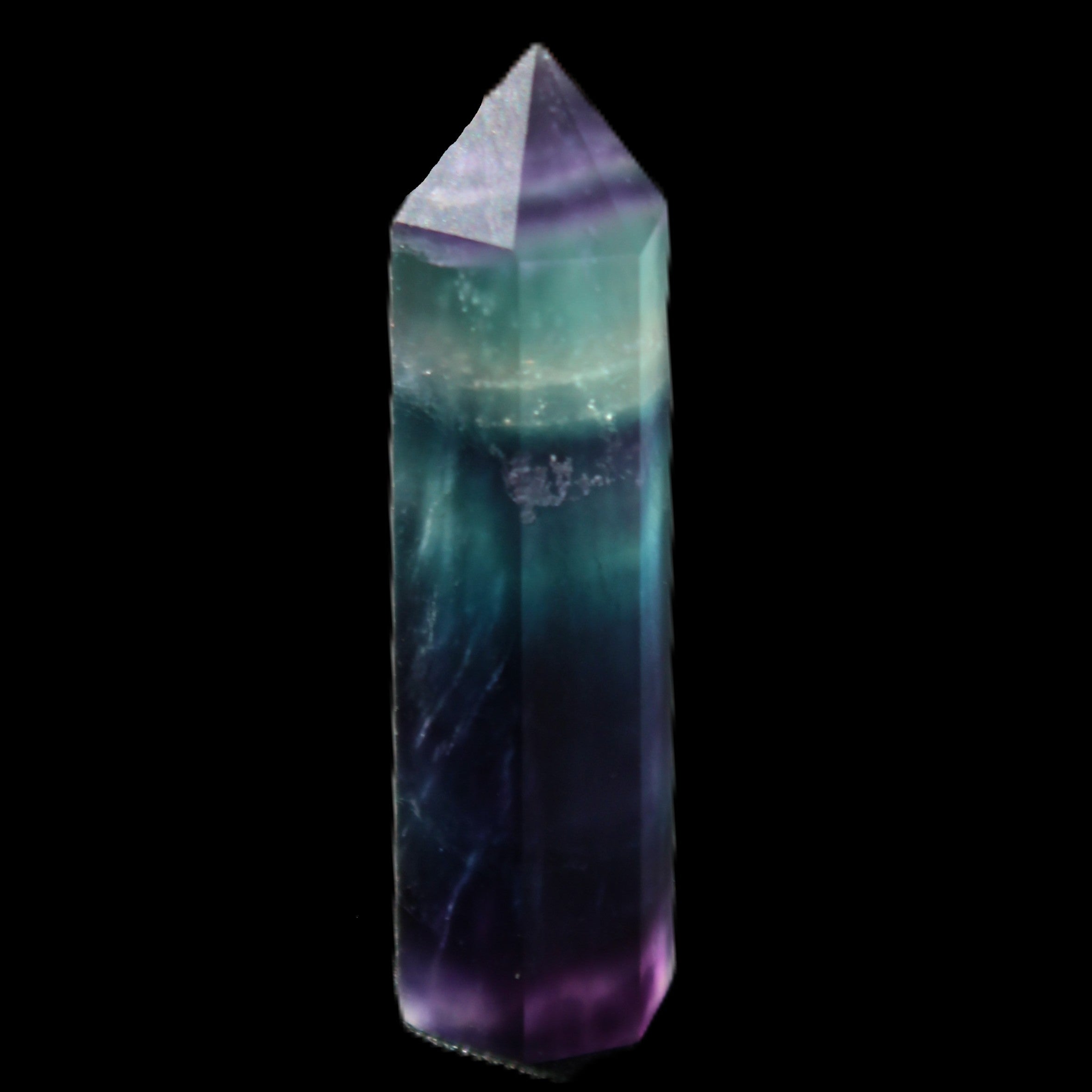 Rainbow Fluorite wand 50mm 17.6g in sunlight - Rocks and Things Store