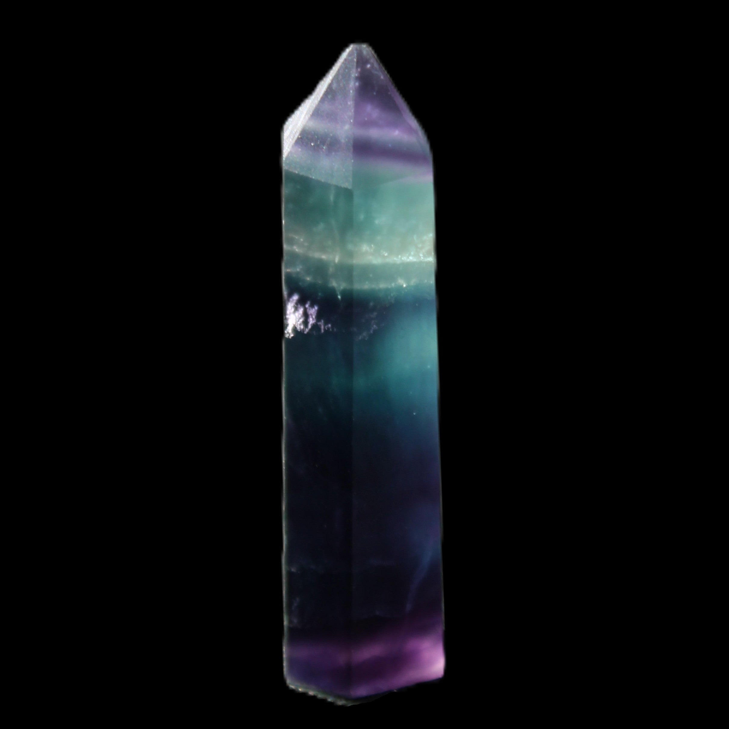 Rainbow Fluorite wand 50mm 17.6g in sunlight - Rocks and Things Store