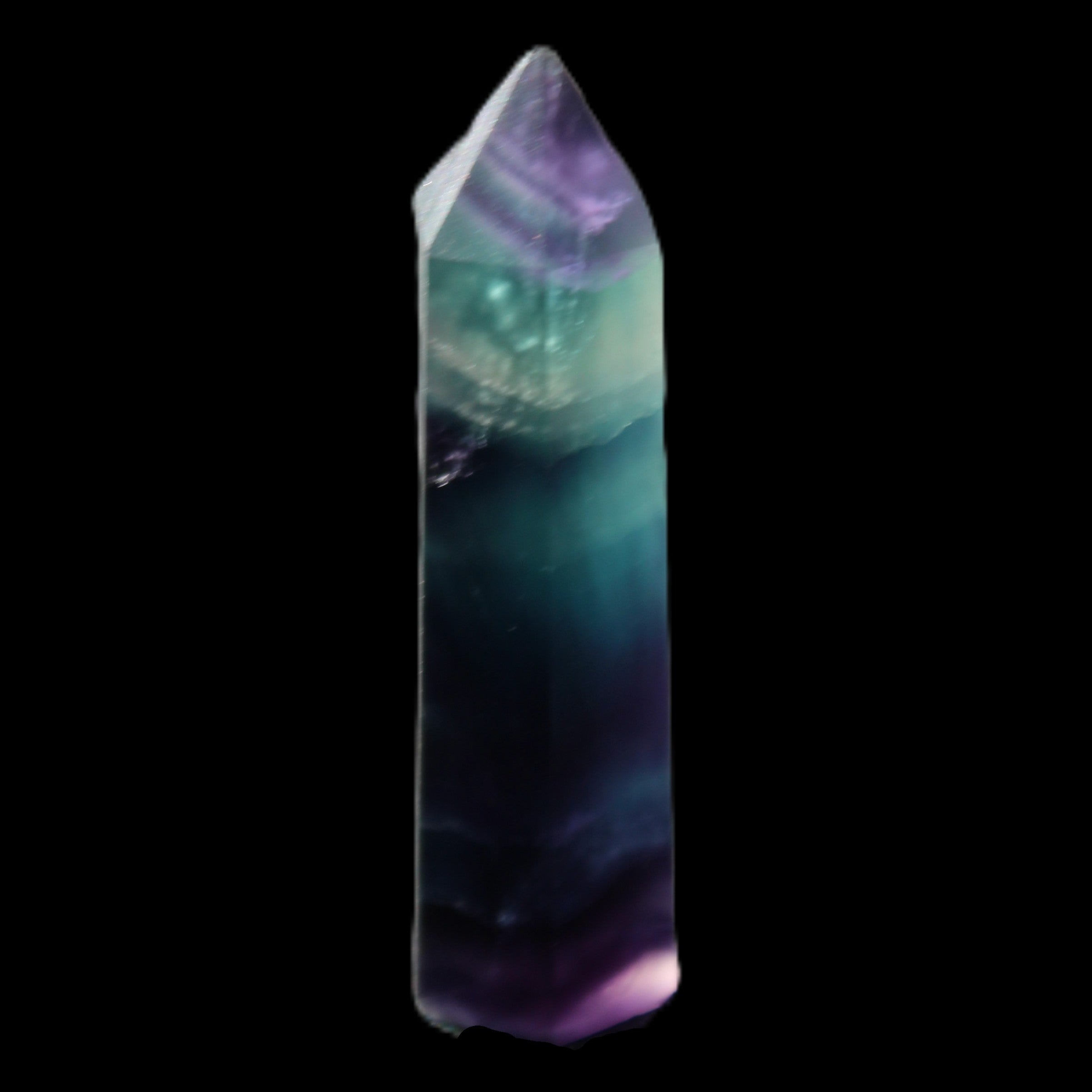 Rainbow Fluorite wand 50mm 17.6g in sunlight - Rocks and Things Store