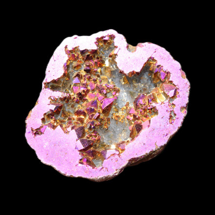 Electric Purple Agate electroplated geode 30mm 7-8g in sunlight - Rocks and Things Store