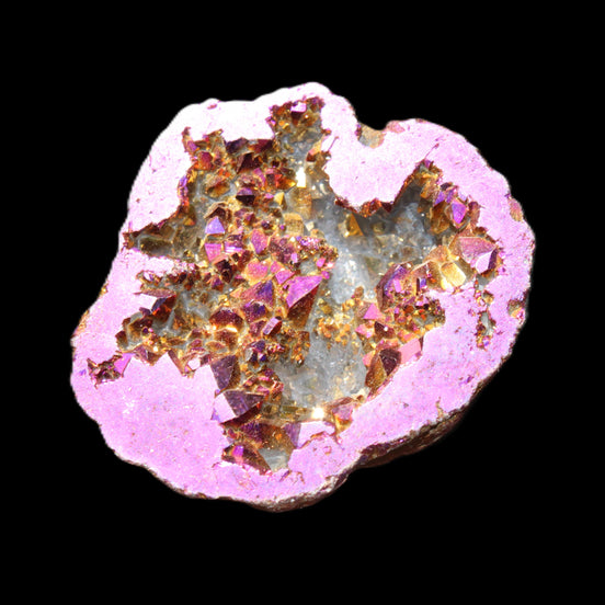 Electric Purple Agate electroplated geode 30mm 7-8g in sunlight - Rocks and Things Store