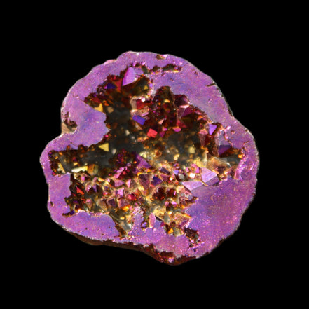 Electric Purple Agate electroplated geode 30mm 7-8g in sunlight - Rocks and Things Store