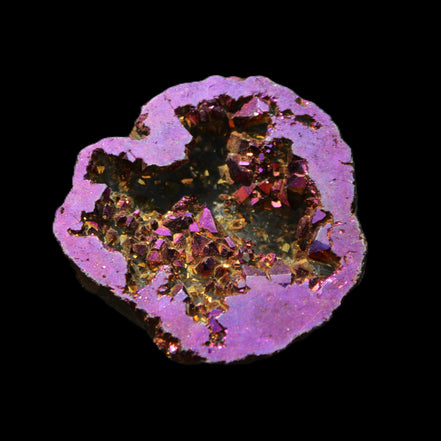 Electric Purple Agate electroplated geode 30mm 7-8g in sunlight - Rocks and Things Store
